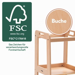 Lern Tower Montessori Hauck cu Baza Ajustabila, Din Lemn de Fag, 1-6 Ani - Img 7