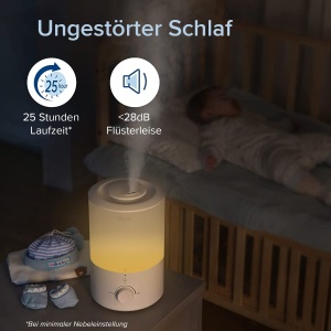 LEVOIT Umidificator cu umplere superioara 3L cu lumina de noapte, duza rotativa la 360 deg, umidificator sigur pentru masina de spalat vase, umidificator pentru camera linistita, difuzor de aroma 25H pentru dormitor Plante din camera copiilor Baby - Img 3