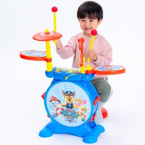 Lexibook K610PA PAW Patrol Helper on Four Paws Chase Kit de tobe pentru copii, sunet de tobe digital adevarat, claviatura cu 8 note, mufa MP3, scaun inclus, albastru/rosu - Img 9