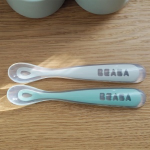 Lingura pentru bebelusi Beaba, silicon, moale, gri - Img 3