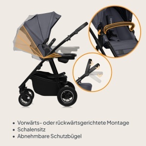 Lionelo Amber Plus 3-in-1 Carucior Multifunctional cu Babywanne si Scaun Auto - Img 5