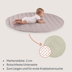 Lionelo Anis Baby Gym cu arc din lemn si saltea de joaca 100 cm Montessori - Img 4