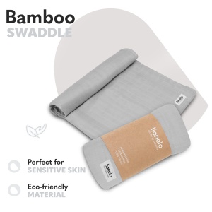Lionelo Bamboo Swaddle 120x120 cm Material Natural Bambus Culoare Grey Stone - Img 5