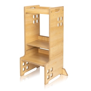 LIONELO CASS Ajutor de bucatarie Gadget de bucatarie 2 in 1 Montessori Turn de invatare De la 1 an Bara de siguranta reglabila pe inaltime Scaun de bucatarie stabil Raft de carti Pana la 30 kg