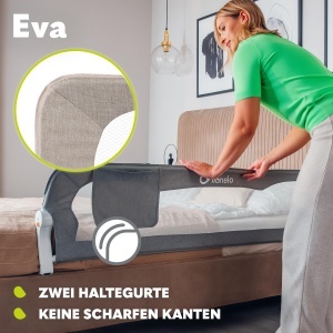 Lionelo Eva Protectie Pat pentru Copii 150 cm Plasa Respirabila Pliabila 180deg - Img 3