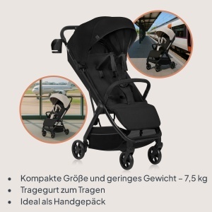 Lionelo Julie Air Buggy pana la 22 kg de la 6 m la 4 ani Pentru aeronave Roti pivotante Suspensie 360deg Mecanism de pliere cu o singura mana Reglarea spatarului Copertina SPF50+, usoara - Img 2