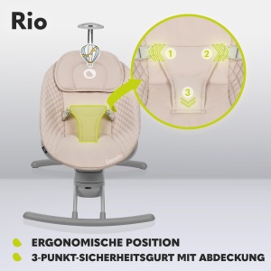 Lionelo RIO Salop electric pentru copii mici de pana la 9 kg Spatar reglabil, 3 viteze de cantarire, perne Curele de sezut Melodii si sunete ale naturii Greutate redusa 3,5 kg - Img 4