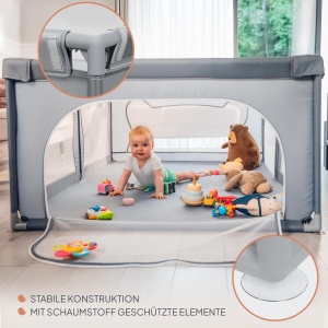 Lionelo Willow Tarc de Joaca pentru Copii 120x180x68 cm Plasa Respirabila Pliabil cu Acces Lateral - Img 3