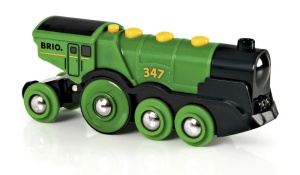 Locomotiva electrica BRIO 33593 Green Gustav cu lumini si sunete