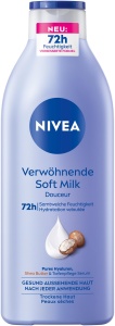 Lotiune de Corp NIVEA Verwohnende Soft Milk, 400 ml, cu Shea Butter si Hyaluron