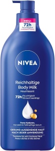 Lotiune hidratanta NIVEA Reichhaltige Body Milk, 625 ml, cu Hyaluron si Ulei de Migdale