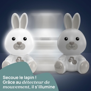 Lumina de noapte Chicco Bunny, lampa portabila pentru iepurasi cu muzica clasica si sunete linistitoare, doua moduri in evolutie, lumina de noapte portabila si lumina de orientare, 0 luni+, neutru - Img 4