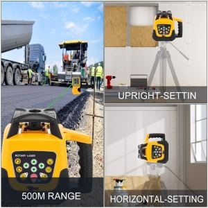Lumina verde laser rotativa profesionala VEVOR Max Suprafata de lucru 500m laser rotativ 360 rezistent la apa si praf Timp de lucru in aer liber 20 de - Img 6