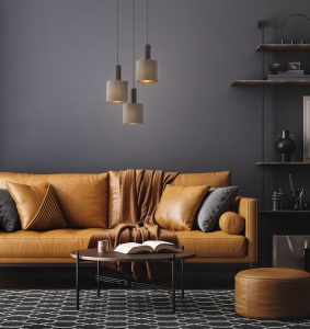 Lustra suspendata EGLO Concessa 1, 3 brate, textil si otel, cappuccino, auriu - Img 2