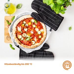 Manusi de cuptor Masterchef, 100 bumbac, rezistente la caldura, negrualb - Img 4