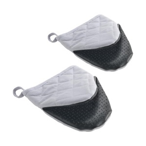 Manusi de Cuptor Metaltex Set 2 Bucati Antialunecare Bumbac si Cauciuc Gri