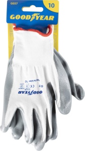 Manusi de lucru Goodyear din Nylon si Nitril, Marimea 10, AlbGri - Img 3