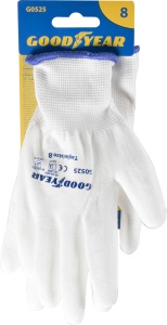 Manusi de lucru Goodyear, poliester si poliuretan, marimea 8, culoare alba - Img 3