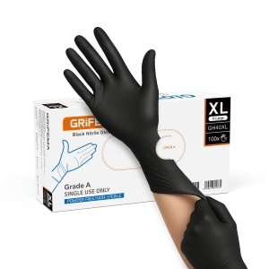 Manusi de unica folosinta GRIFEMA, 100 bucati, Nitril, Negru, Marime XL