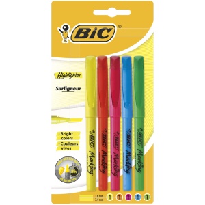 Marker BIC 893133, set 5 bucati, culori fluorescente, cu varf ziselat