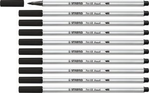 Marker Premium STABILO Pen 68 cu Pinselspitze, 24 culori, inclusiv 5 neon