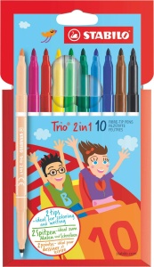 Marker si Fineliner STABILO Trio 2 in 1, 11 culori, varf 0,5 mm si 2,0 mm - Img 2