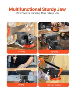 Masa de lucru VEVOR 203 mm, 360 rotire, din fonta ductila, cu functie de prindere pentru tevi - Img 6