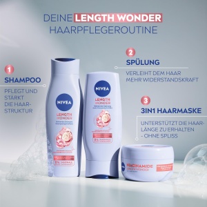 Masca de par NIVEA Niacinamid Length Wonder 3in1, 200 ml, cu Sheabutter, fara silicona - Img 4