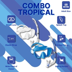 Masca de snorkeling Mares Combo Ray, Culoare alba, Unica marime - Img 4