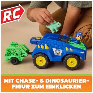 Masina cu telecomanda PAW Patrol Dino, vehicul Chase, cu figurine Stegosaurus, 20 cm - Img 4