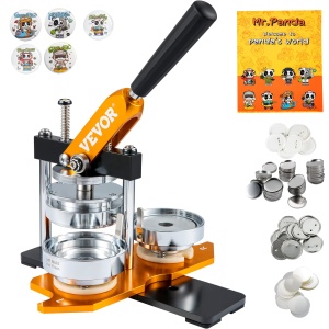 Masina de butoane VEVOR 75mm (3 inch) Badge Punch Press Kit, Masina de facut butoane pentru cadouri DIY pentru copii, Insigna de fabricare a butoanelor cu 500 de buc. Piese de buton si taietor de cerc si carte de vraji