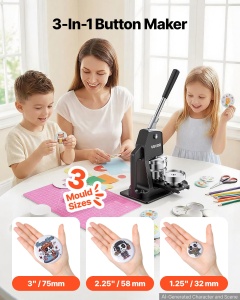 Masina de Butonat VEVOR 3-in-1, capacitate 300 butoane, design ergonomic - Img 2