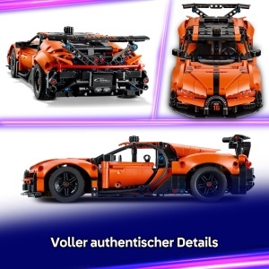 Masina de construit LEGO Technic Bugatti Chiron Pur Sport - 771 piese, cu motor W16 si usi mobile - Img 5