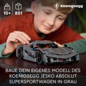 Masina de construit LEGO Technic Koenigsegg Jesko Absolut, 801 piese, gri - Img 2