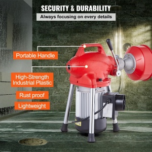 Masina de curatat tevi VEVOR, 250 W, 20 m, 7 accesorii - Img 6