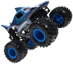Masina de curse Monster Jam Megalodon 124, culoare albastru-gri, pentru copii de la 3 ani - Img 4