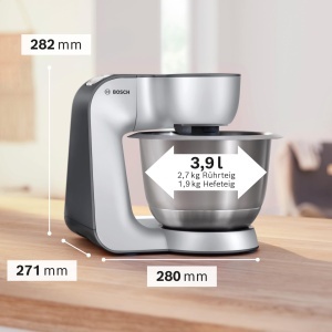 Masina de facut paine Bosch MUM56340, 900 W, 3,9 L, grisilver - Img 3
