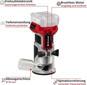 Masina de frezat cu acumulator Einhell TP-ET 18 Li BL, 18V, motor fara perii - Img 3