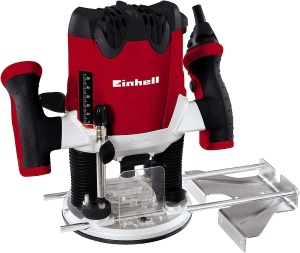 Masina de frezat Einhell TE-RO 1255 E (1200 W, colt O 6 si 8 mm, inaltime cursa 55 mm, control electronic al vitezei, blocare ax, schimbare usoara a sculei) Rosu/Negru