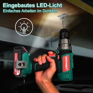 Masina de gaurit si insurubat HYCHIKA 18V 2Ah cu 27 accesorii si LED integrat - Img 5