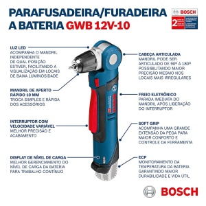 Masina de gaurit unghiulara Bosch Professional GWB 12V-10, 12V, 1300 RPM, fara acumulator - Img 6