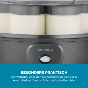 Masina de iaurt Severin JG 3510, 1L, 18W, inox negru, 7 borcane - Img 6