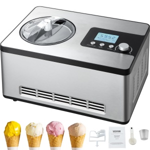 Masina de inghetata VEVOR ICE2032-UL 2L 180W Argintiu Compresor Silentios