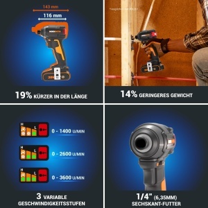 Masina de insurubat cu impact Worx Nitro WX265.9, 20V, 200 Nm, motor fara perii - Img 3