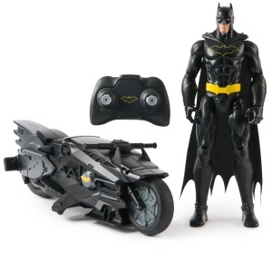 Masina de Jucarie Batcycle DC Comics Batman cu Figurina de 30cm, RC, pentru copii de la 4 ani