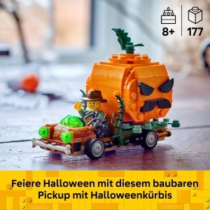 Masina de Jucarie Pickup LEGO 40822 cu Halloweenkurbis si Minifigurina Fermier - Img 2