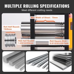 Masina de laminat metale VEVOR KD-Y7548, 3 in 1, latime 75 mm, reglaj grosime 0,03-6,5 mm, otel rezistent - Img 3