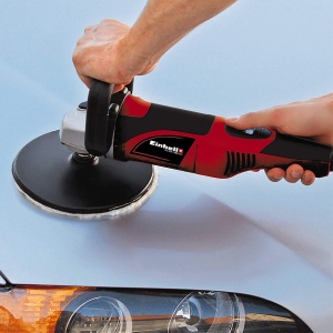 Masina de lustruit si slefuit Einhell CC-PO 1100/1E (1.100 W, pana la 3.500 min-1, electronica de viteza, blocare ax, aderenta cu velcro, incl. 1x atasament de spuma, 2x hota de lustruire sintetica, smirghel) - Img 4