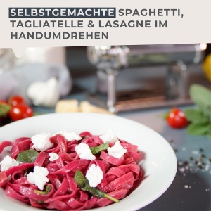 Masina de paste Fackelmann #easyprepare pentru paste delicioase - accesorii pentru foi de lasagna, tagliatelle si spaghete - inclusiv suport de masa si baza antiderapanta, alb/albastru-gri - Img 4