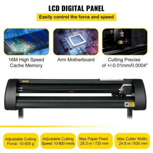 Masina de taiat vinil VEVOR, pachet de taiere cu hartie de 720 mm, imprimanta de vinil cu forta si viteza reglabile, afisaj LCD, kit de realizare a semnelor compatibile cu Windows - Img 4